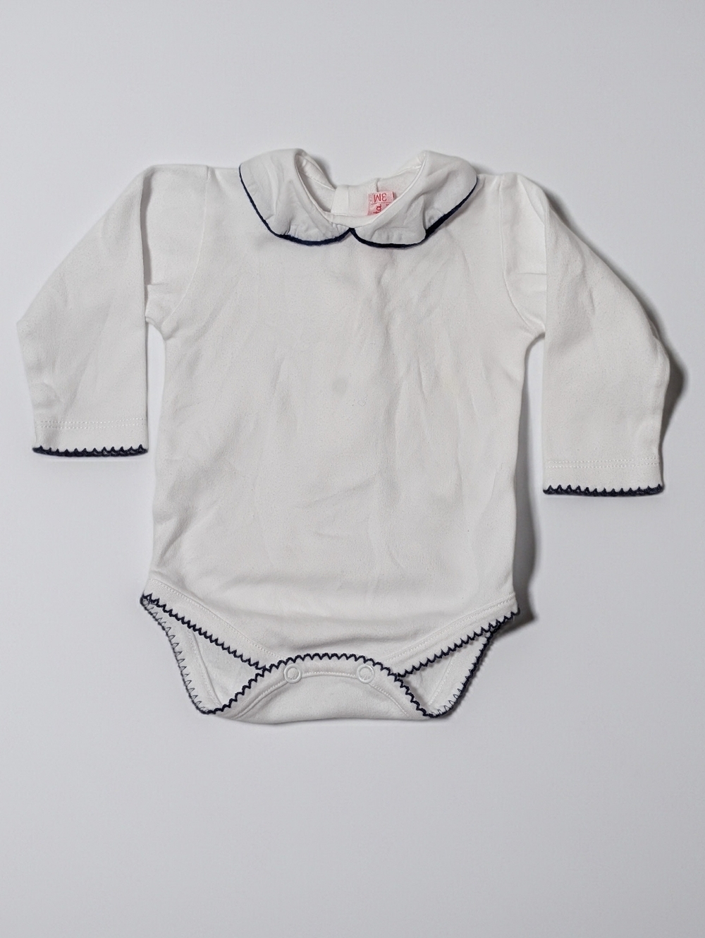La Coqueta Peter Pan Collar Bodysuit | Navy Trim Classic Baby - Picture 2 of 5